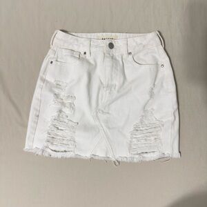 PacSun White Ripped Mini Skirt